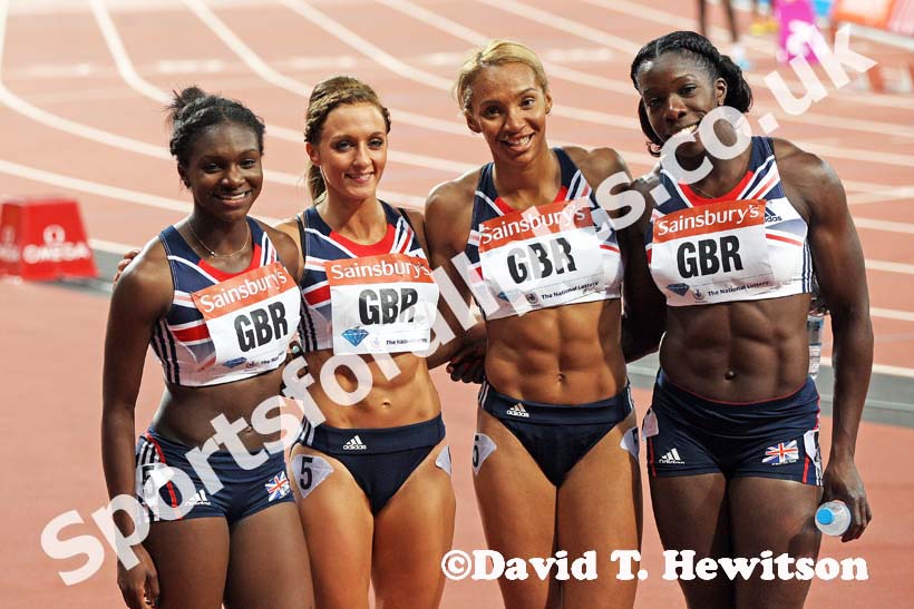 Great Britain 100 metres relay squad,  2013 IAAF Diamond League, Sainsbury's Anniversary Games, Queen Elizabeth Olympic Park, London.